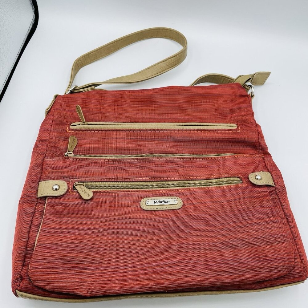 MultiSac Purse Crossbody Light Red Bag Strap Multiple Pockets Zip Snap Wallet - Picture 8 of 8